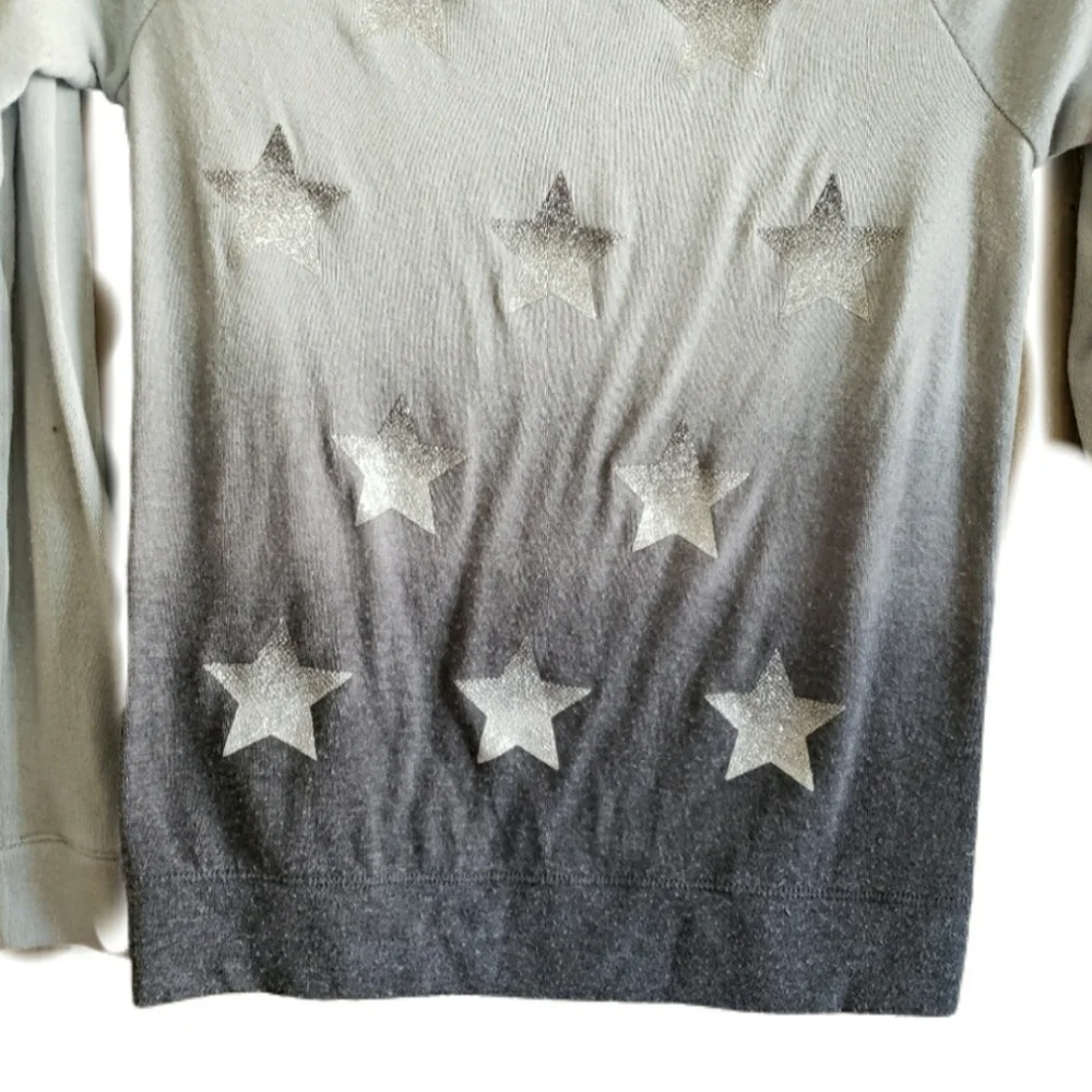 Justice Sweater Girls Size 14 Grey Blue Star Long Sleeve